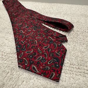 Angadi Tie Red Paisley 100% Silk Floral Grunge Necktie Vintage Casual Burgundy